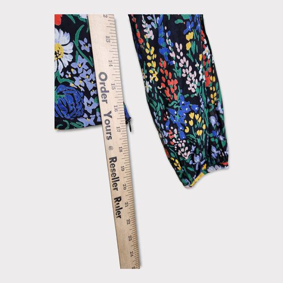 NEW Banjanan Women's Vivian Floral Smocked Cotton Blouse XS Colorful Cottagecore - Picture 8 of 9